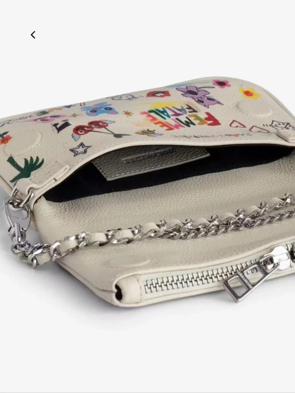 Zadig & Voltaire Cream Mini Clutch with Multicolor Graphic Motifs